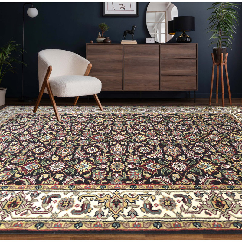 Wool Floral Area Rug, Rectangle 3' x 5'