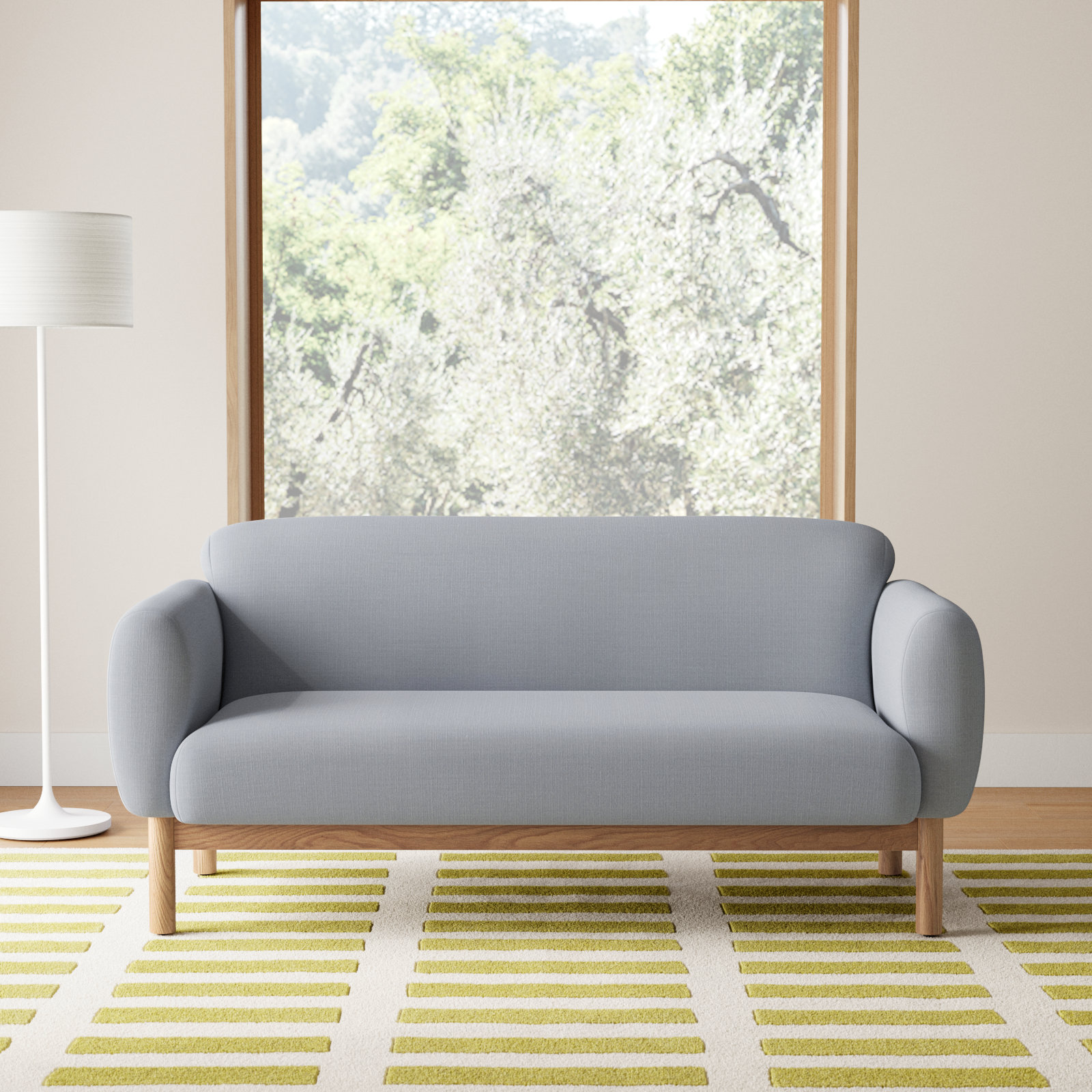 Mattia Sofa, Metro Light Gray Linen Blend, 68" W