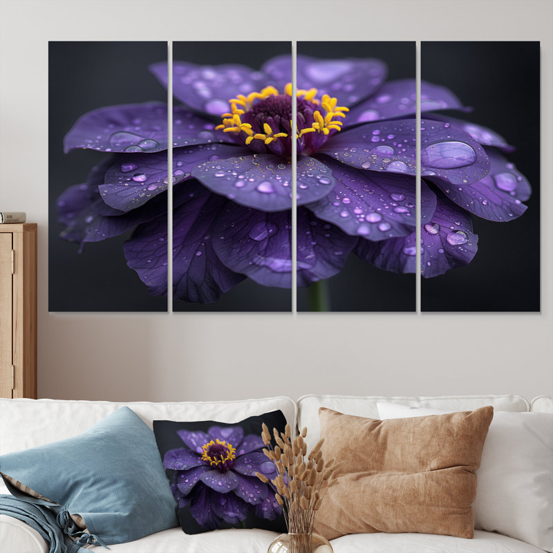 Mauve, jaune, fragiles, souci, pétales de souci, ensemble de reproductions d'art mural, 32" H x  64" W