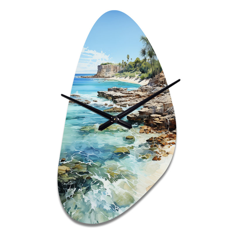 Beach Photo Tropical Paradise III - Horloge murale asymétrique en métal, impression d'horloge murale de forme unique, Grand