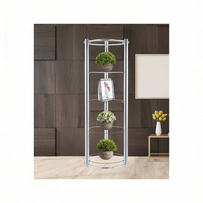 Triangle Display Shelf Tempered Glass/Chrome Frame