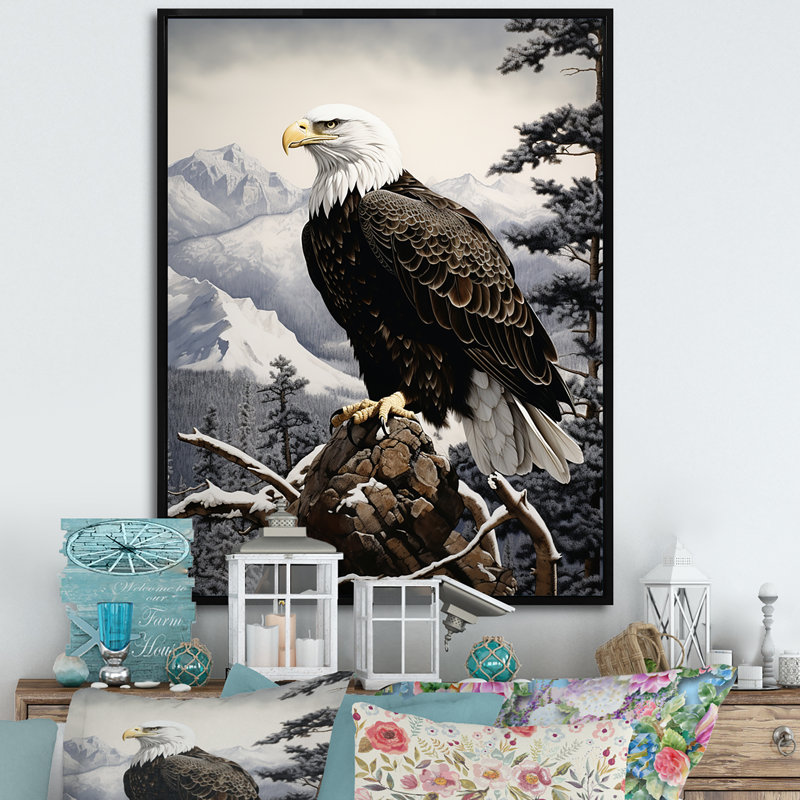 «Mosaic Bold Eagle Majesty I», reproduction sur toile, Cadre flottant noir, H 20 po x l 12 po x P 1 po