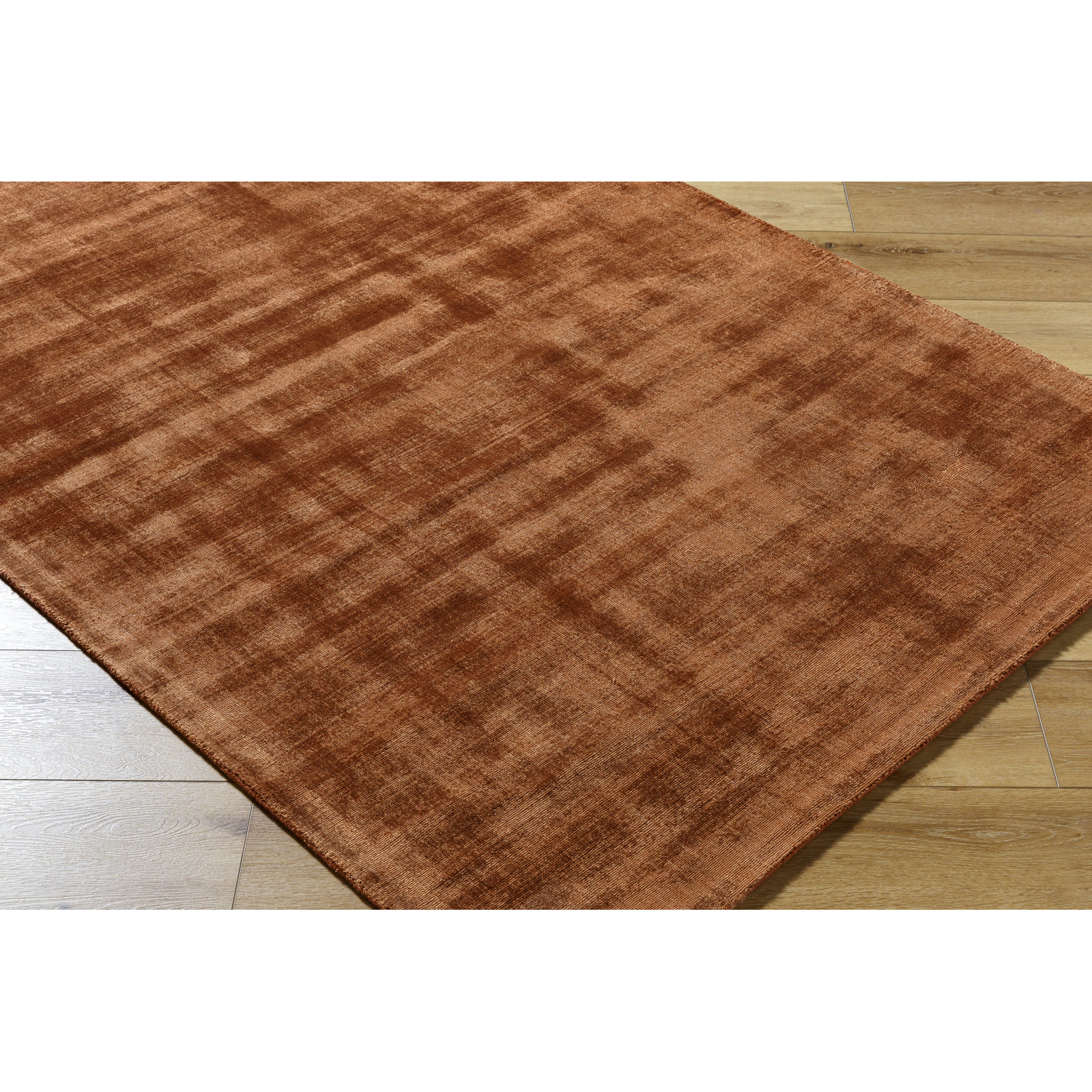 Fennel Hand Loomed Viscose Orange Rug, Rectangle 6' x 9'