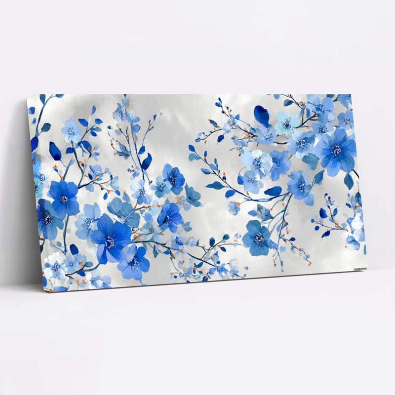 Ensemble de 1 tableau mural floral aquarelle sur toile tendue, H 24 po x l 48 po