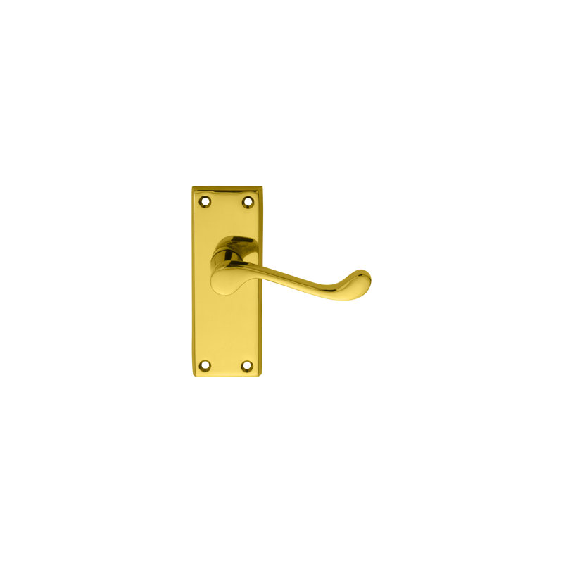 Mackinac Latch Door Handle, Polished Brass