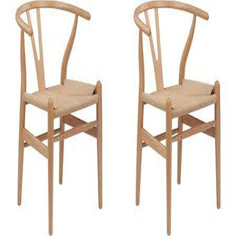 Chaise avec accoudoirs en bois massif, Naturel