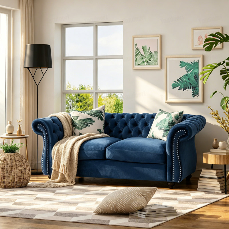 Causeuse en velours Causeuse, Velvet-Navy
