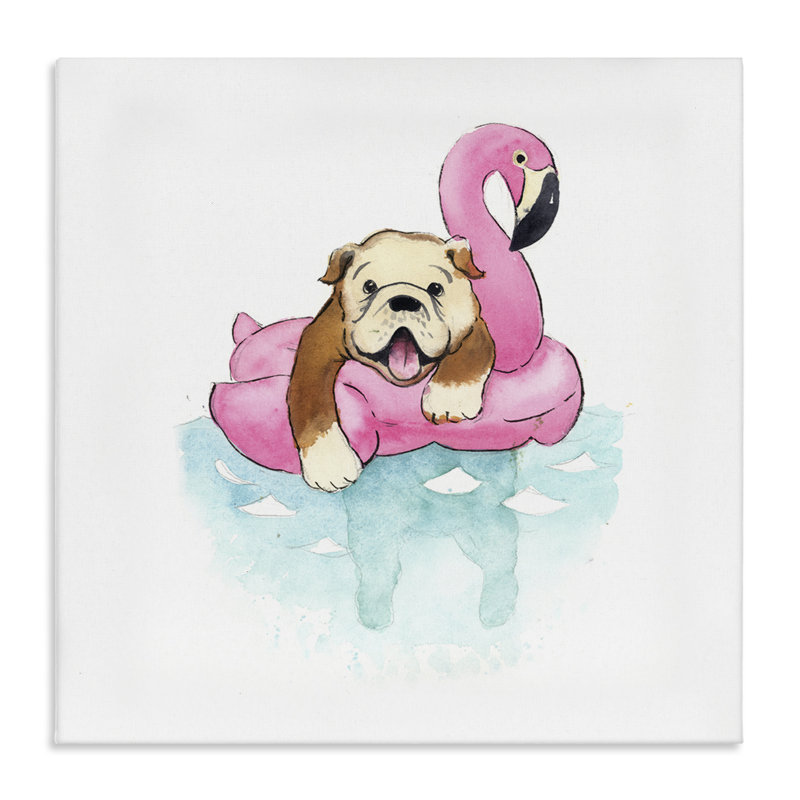 «Bulldog in Pool Float» par Geoff Allen, H 24 po x l 24 po