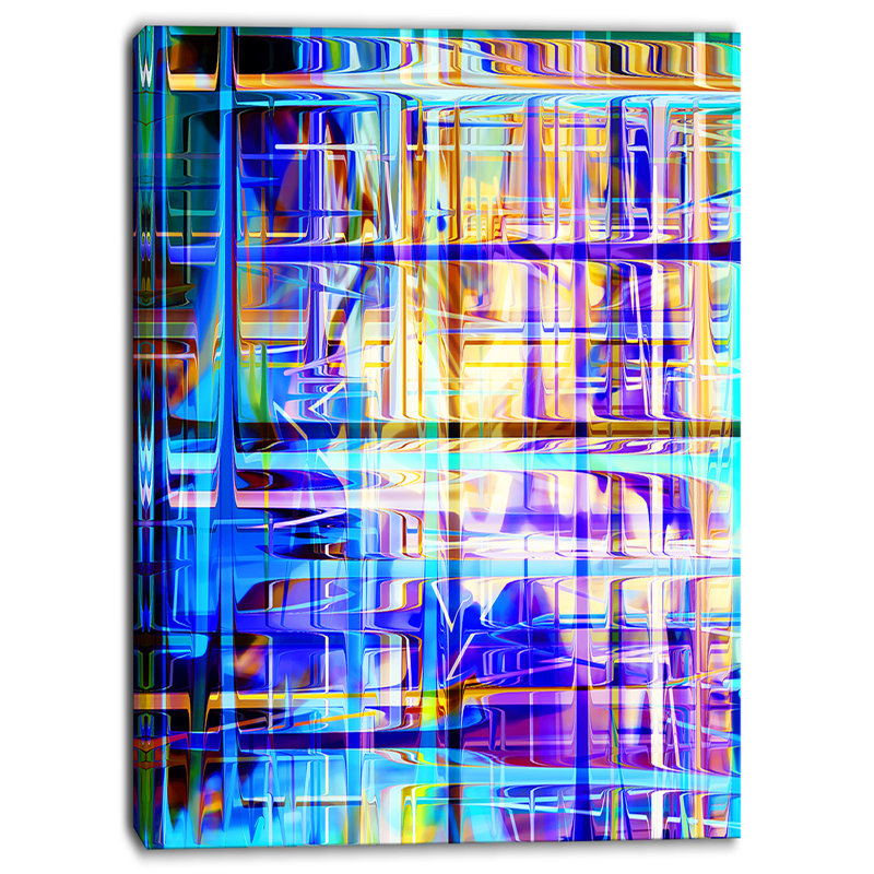 « blue abstract grid », impression sur toile tendue, H 40 po x l 30 po