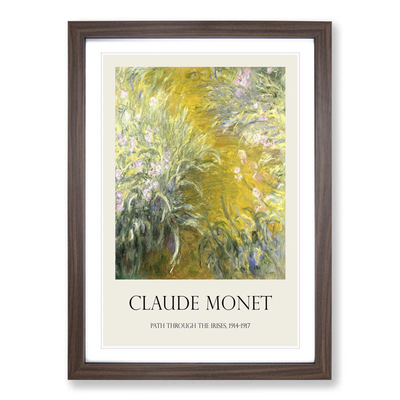 The Path Through the Irises by Claude Monet - Framed Print, 48cm H x 36cm W x 2cm D, Walnut Framed