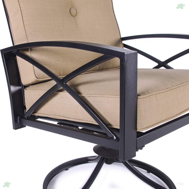 Ensemble de 2 chaises d'extérieur pivotantes avec chaise berçante et coussin