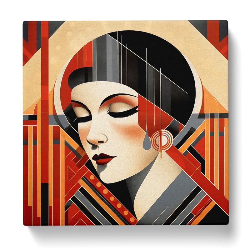 Art Deco Woman Bauhaus No.3 - Wrapped Canvas - Framed Print, 50cm H x 50cm W x 3cm D