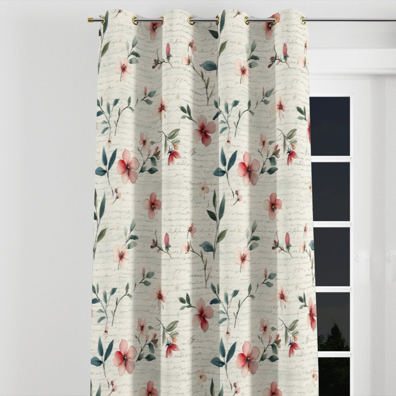 French Country Room Darkening Curtains - Green Bamber Grommet Curtain - 1 Panel, Gold Grommets, 52" W x 108" L