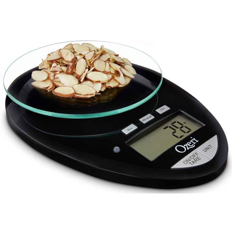 Ozeri Pro II Digital Kitchen Scale with Removable Glass Platform and Kitchen Timer, Black