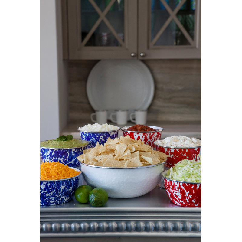 Taupe Swirl Mixing Bowls, Solid White Textured