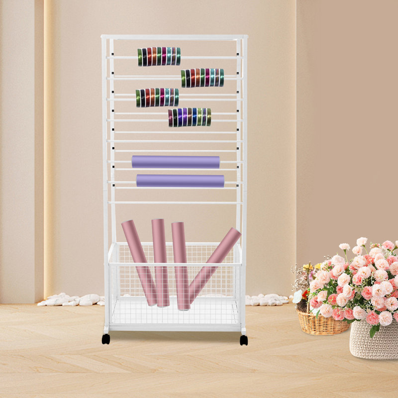 Support de rangement 16 rubans, Blanc, H 59,06 po x l 26,38 po x P 12,6 po
