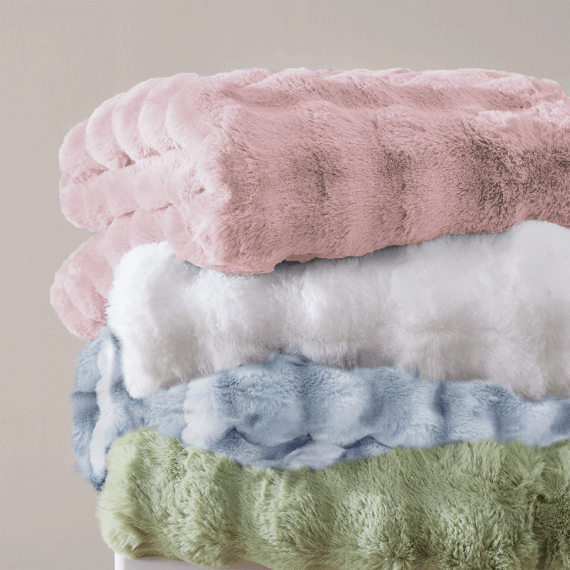 Home Soft Things Cozy Warm Luxury Faux Fur Rabbit Throw Blanket
