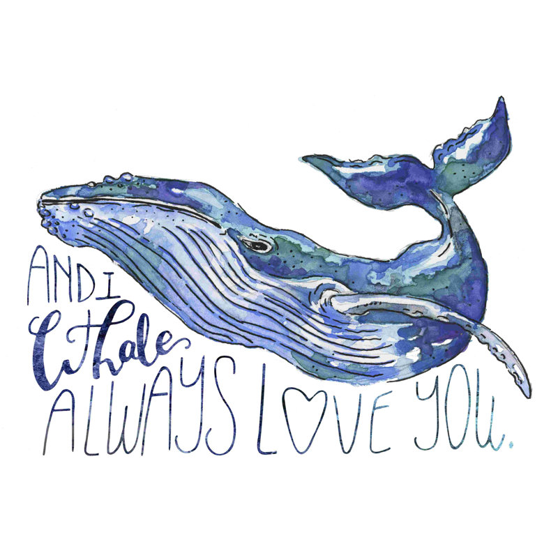 «Whale Love I» par Catherine Mcguire, reproduction sur toile tendue, H 8 po x l 12 po