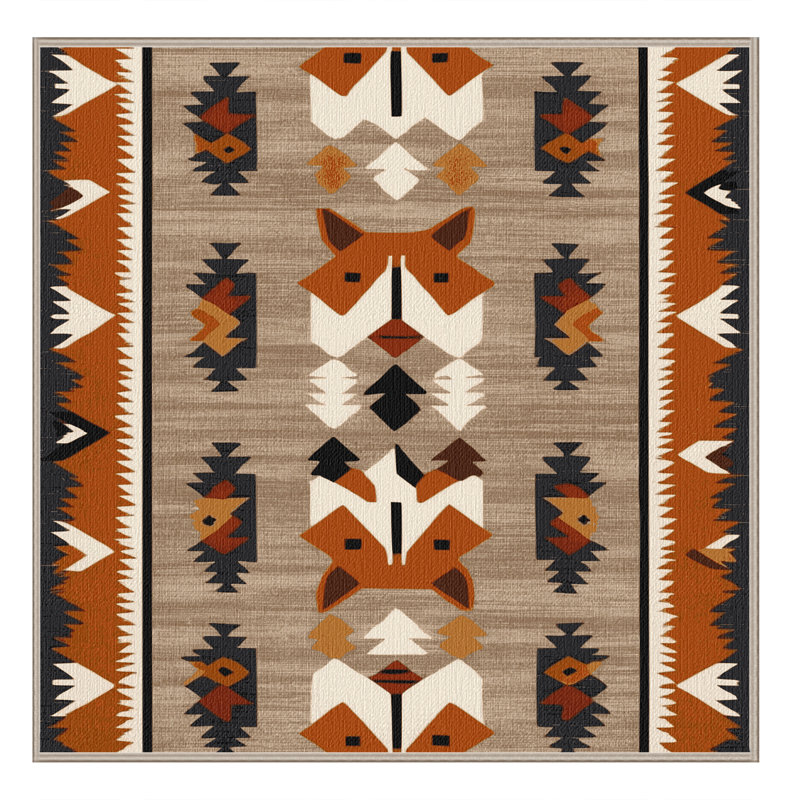  Tapis lavable du sud-ouest renard du désert, Carré 4 pi