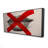Grayscale Lips with Red X - Beige Figurative Framed Canvas