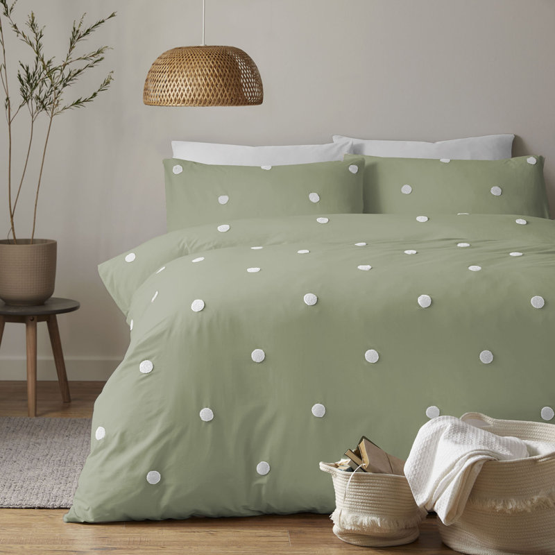 Dot Garden Cotton Polka Dots Duvet Cover Set with Pillowcases Included, Double Duvet Cover + 2 Standard Pillowcases