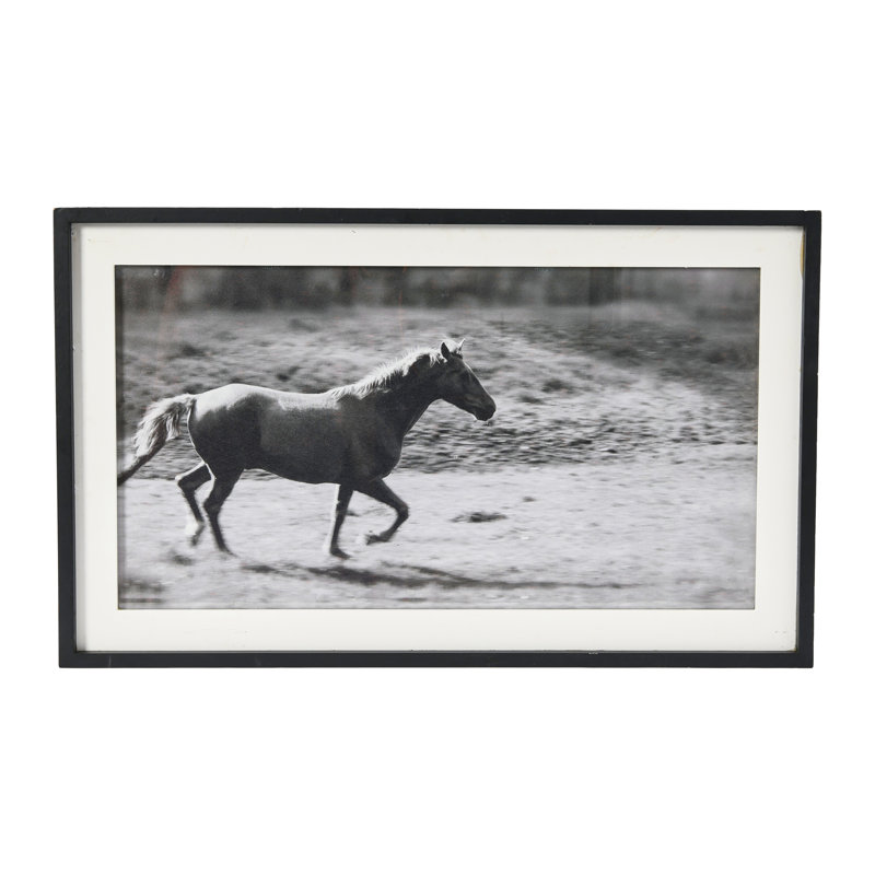 Cheval galopant avec cadre en bois