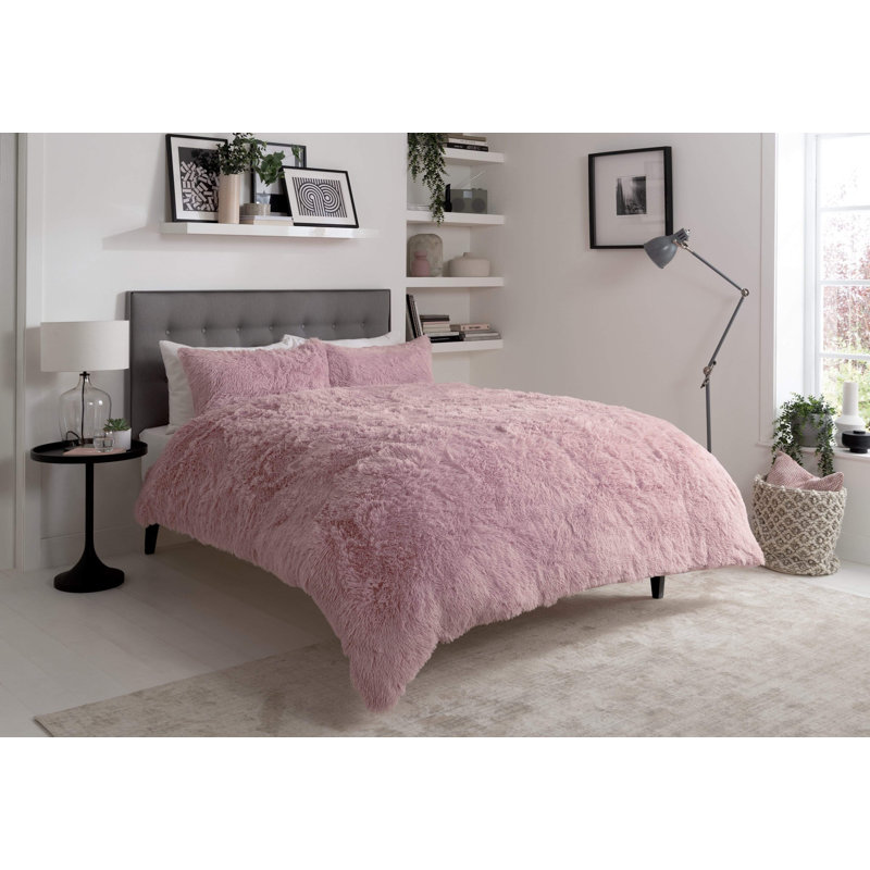Polyester No Pattern Duvet Cover Set with Pillowcases Included, Double Duvet Cover Set + 2 Pillowcases, Pink