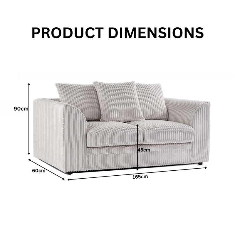 2 Seater Corduroy Sofa, Cream