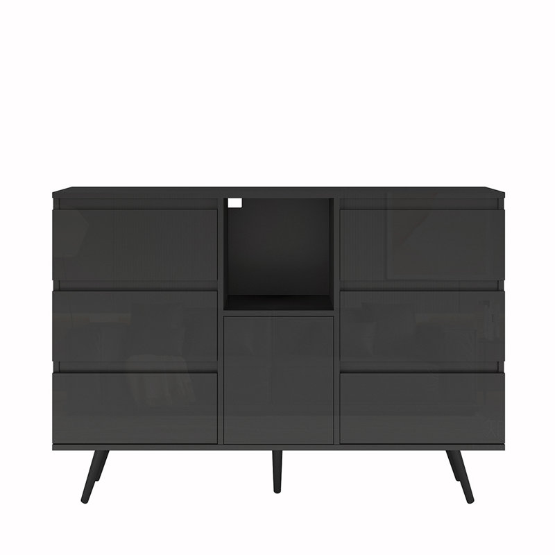 Armoire de rangement de salon avec lumière DEL, Noir