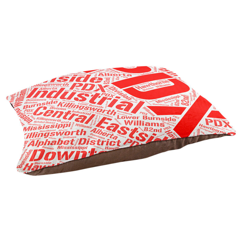 Coussin de chien « districts », Rouge, Grand (l 40 po x P 30 po x H 14 po), Portland