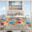 Vintage Beige Minimalism Floral Blossums Coastal Duvet Cover-950826921