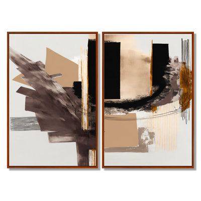 «Warm Watercolor Abstract», reproduction sur toile abstraite, art mural abstrait noir 2 pièces