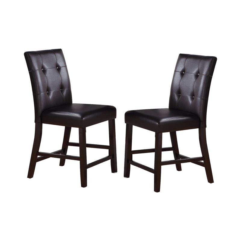 Collection de 2 chaises à hauteur de comptoir, bois et structure, revêtement en similicuir, capacité de poids de 250 lb, sièges de décoration de salle à manger, structure robuste, 250 lb