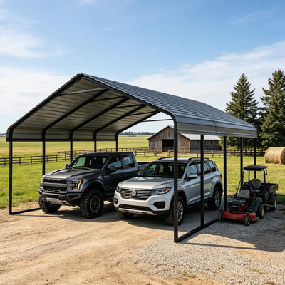 Durable Metal Carport 20 X 20Ft Heavy Duty For Cars - Large Garage Shelter Solution,All-Weather Portable Car Garage Canopy Shelter For Cars & Boat Cover For Yard