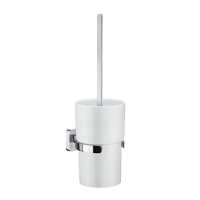Brosse de toilette murale avec récipient en porcelaine 