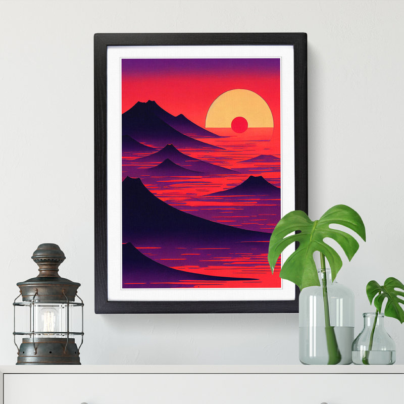 Newsom Japanese Sunset Surreal Vol.2 1 Piece Wall Art, 25cm H x 2cm W x 3cm D, Walnut