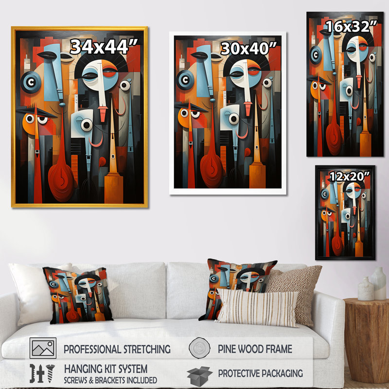 «Music Performance Cubist Portrait IV - Theatre», art mural, H 32 po x l 24 po x P 1 po, Toile tendue