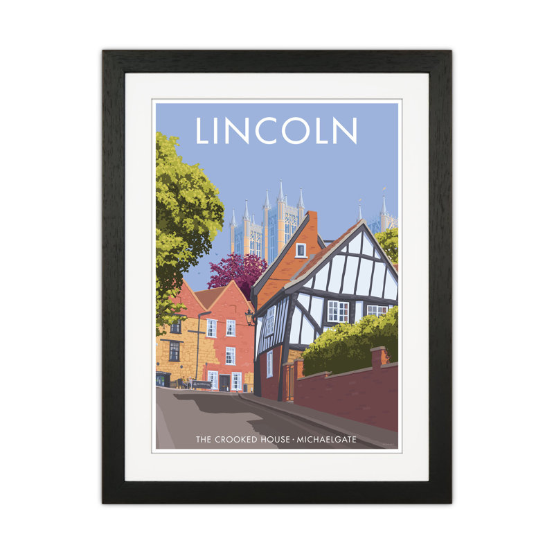 Lincoln Crooked House by Stephen Millership - Print on Canvas, 53.5cm H x 43.5cm W x 3cm D, Black Framed Paper
