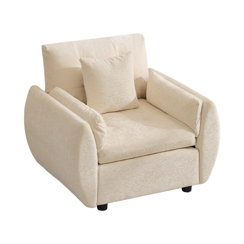 Ensemble de fauteuil d'appoint avec repose-pieds, Beige, Non