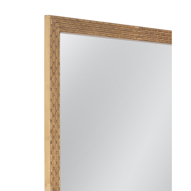 Miroir de plancher Ansul - grand cadre doré avec motif texturé brique