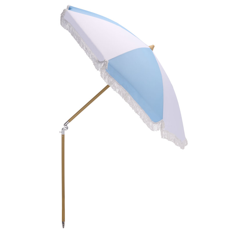 Parasol de plage 6,5 pi Gallo, Rayures bleu bébé