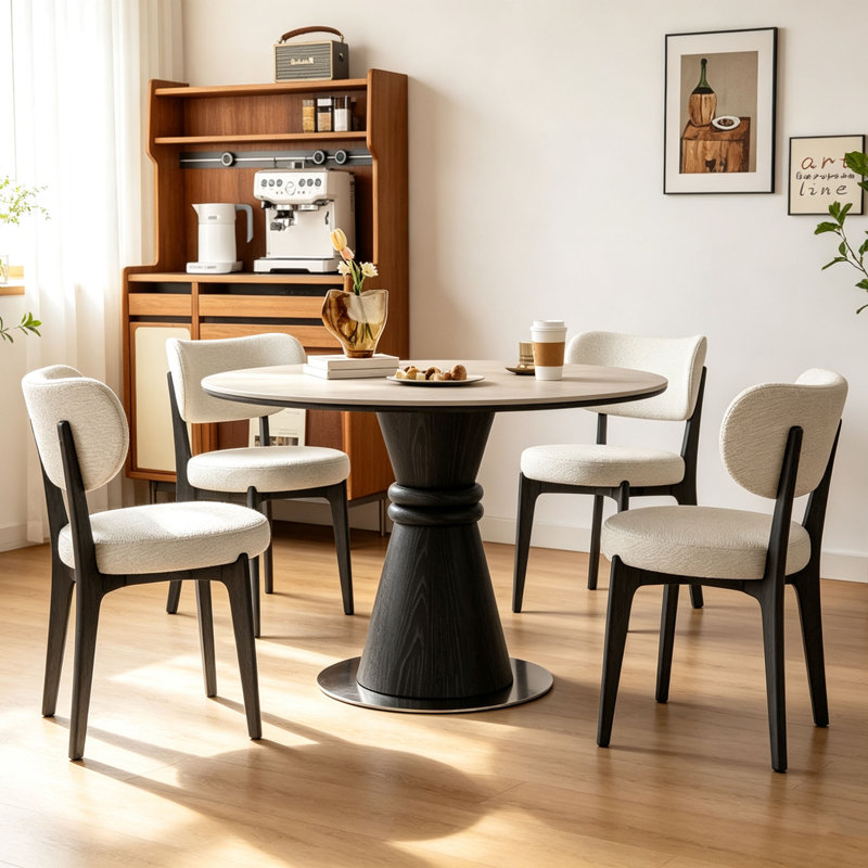 Table de salle à manger ronde vintage, 29.5" H x 39.4" W x 39.4" D, 5