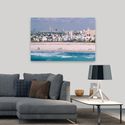 États-Unis, Floride, Miami, vue aérienne de Miami Beach, arbre abstrait, art mural, plage