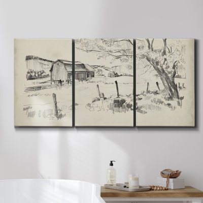" Cliffs And Sailboats At Pourville, 1882 " 3 - Pieces