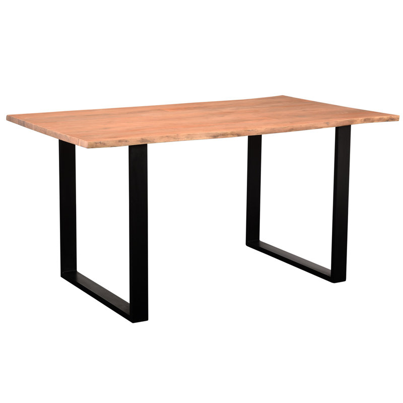 Phuket Acacia Solid Wood Top Metal Base Dining Table, 76cm H x 200cm L x 100cm W