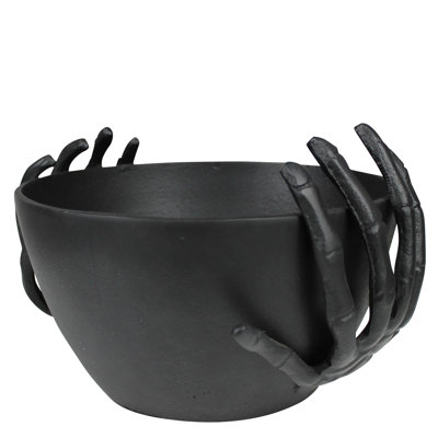 Bowl With Skeleton Hands, Black