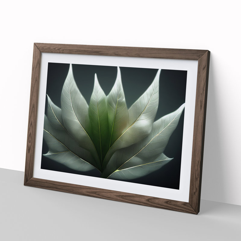 Enlightened Leaf - Single Picture Frame Print, 46cm H x 64cm W x 2cm D, Walnut Framed