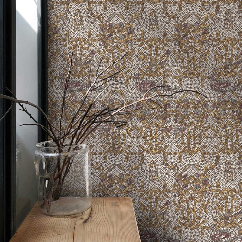 Strata Mosaic Peel and Stick Wallpaper by Jeremiah Brent, Red