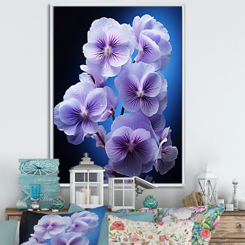 Fleurs murales mauves murmurant des pensées noires - décoration murale florale, H 44 po x l 34 po x P 1,5 po