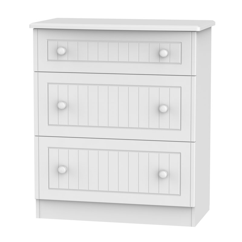 Fully Assembled Saxena 3 Drawer Chest, White